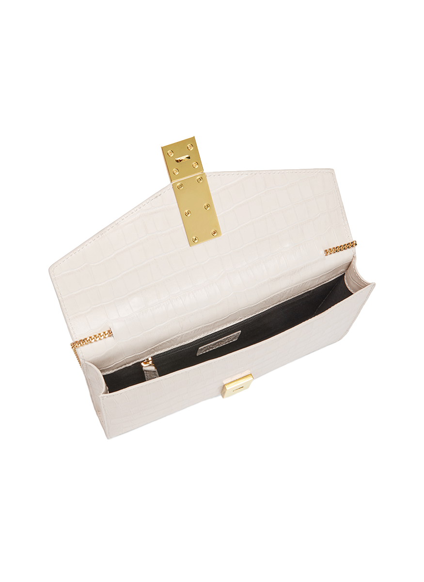 N105 Vancouver Leather Clutch in Off-White Croc - DeMellier London