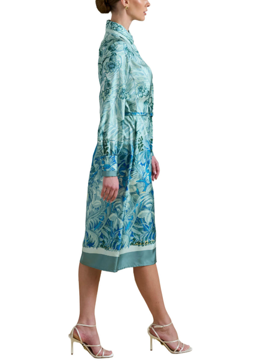 Corsica Printed Long Sleeve Silk Dress - Rani Arabella