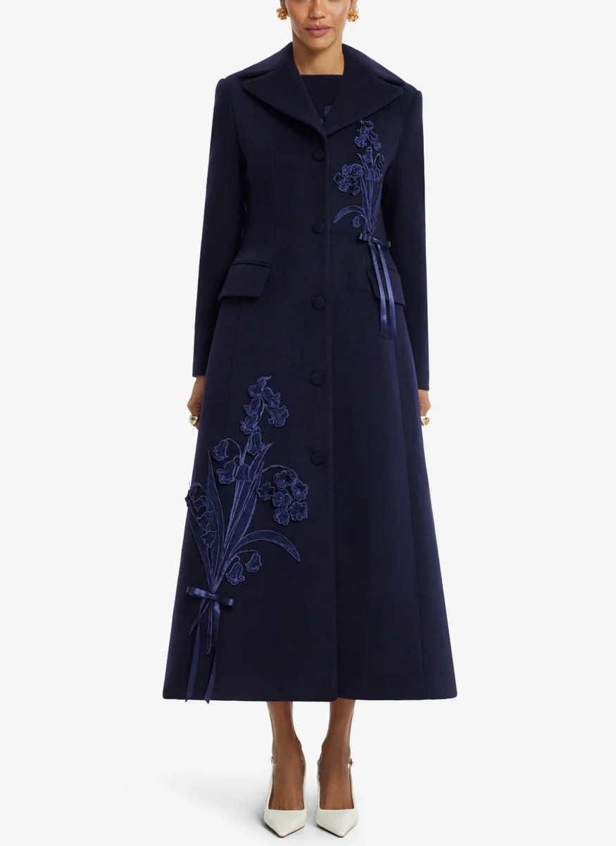 Elara Appliqué Wool Coat - Leo Lin