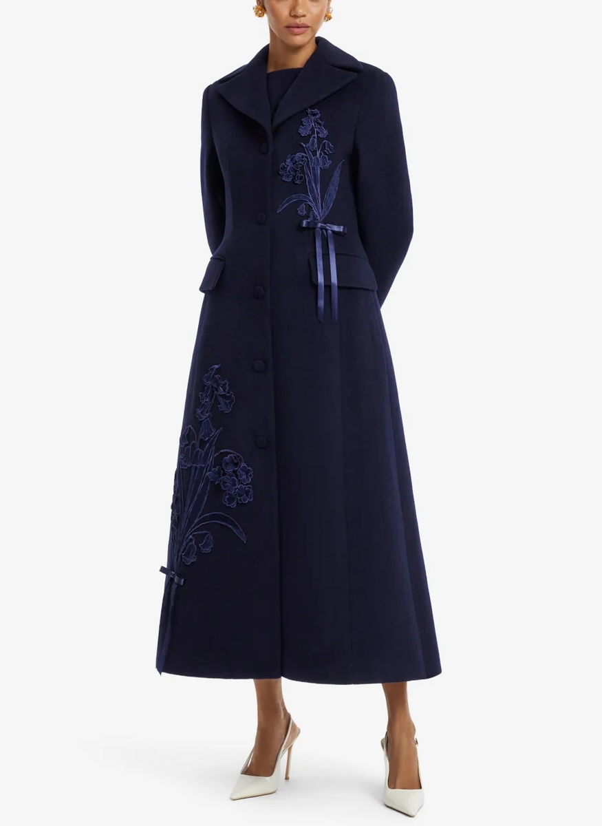 Elara Appliqué Wool Coat - Leo Lin