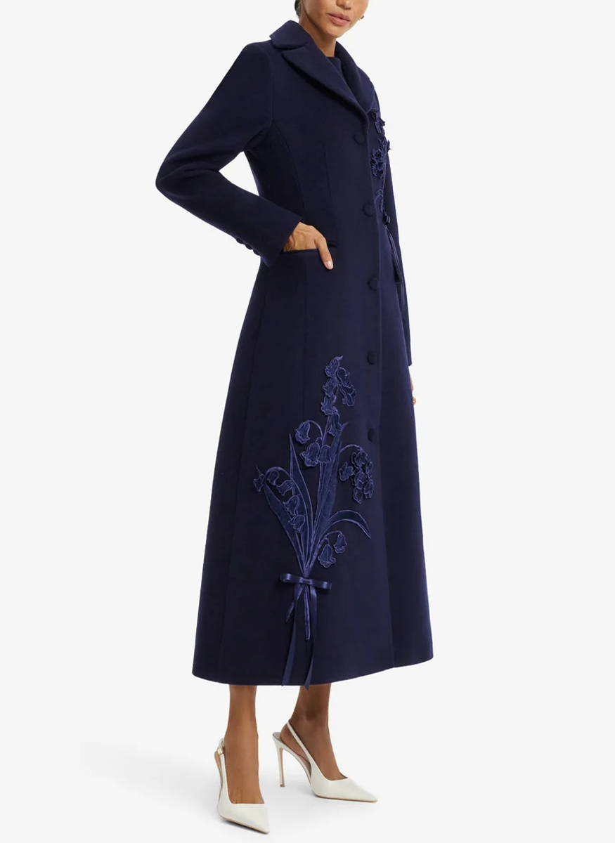 Elara Appliqué Wool Coat - Leo Lin