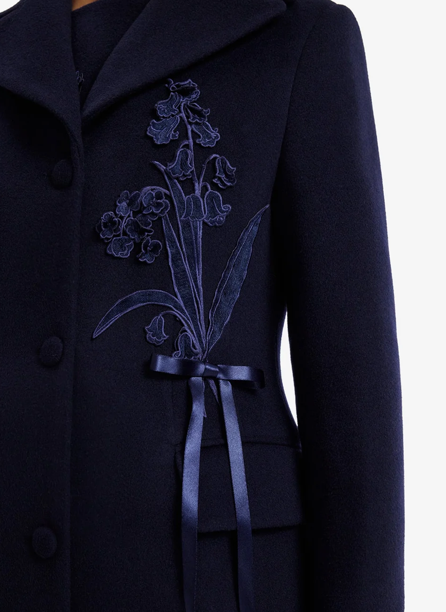 Elara Appliqué Wool Coat - Leo Lin