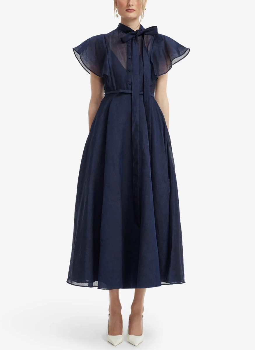 Elsie Flutter Sleeve Midi Dress - Leo Lin