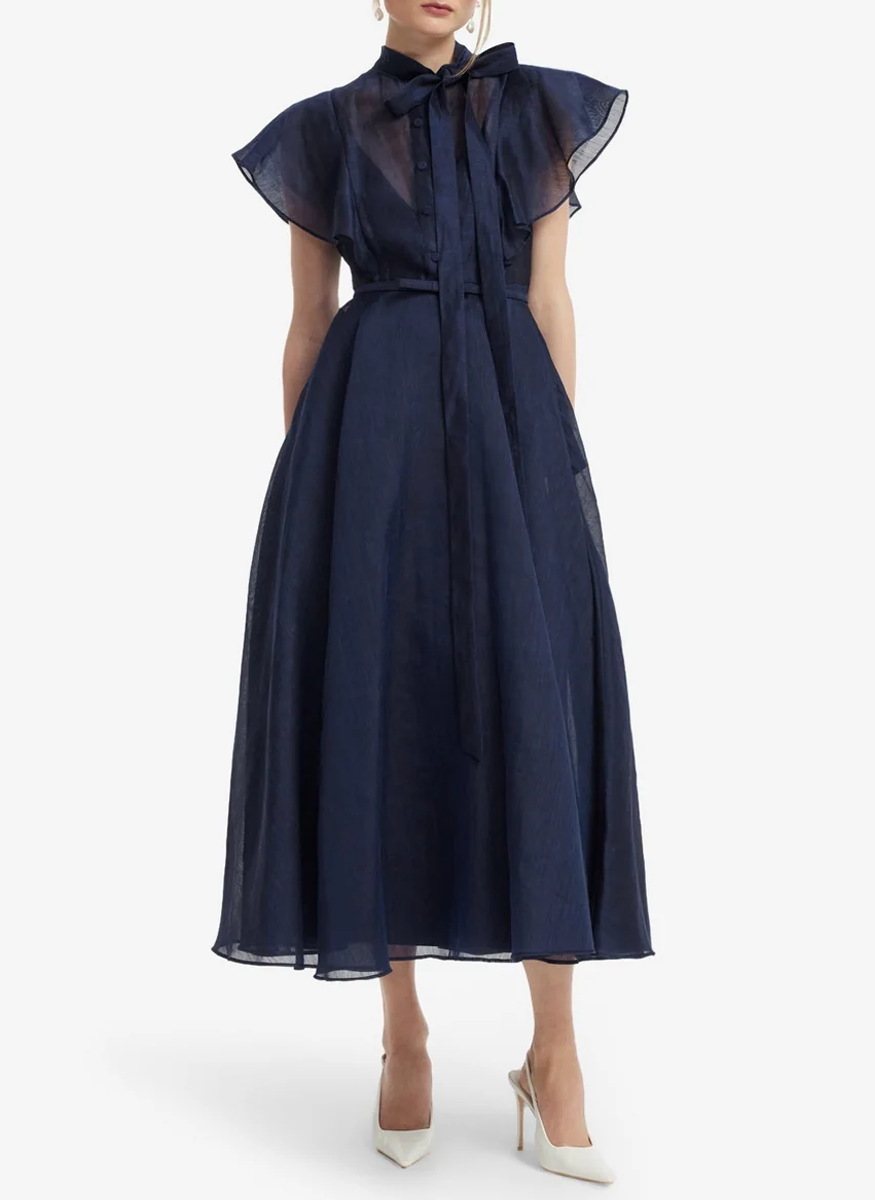 Elsie Flutter Sleeve Midi Dress - Leo Lin
