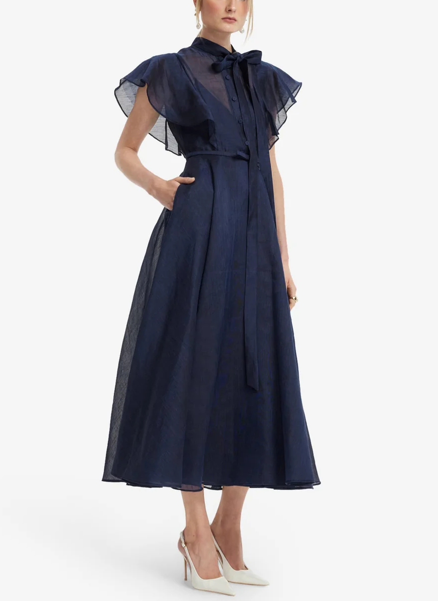 Elsie Flutter Sleeve Midi Dress - Leo Lin