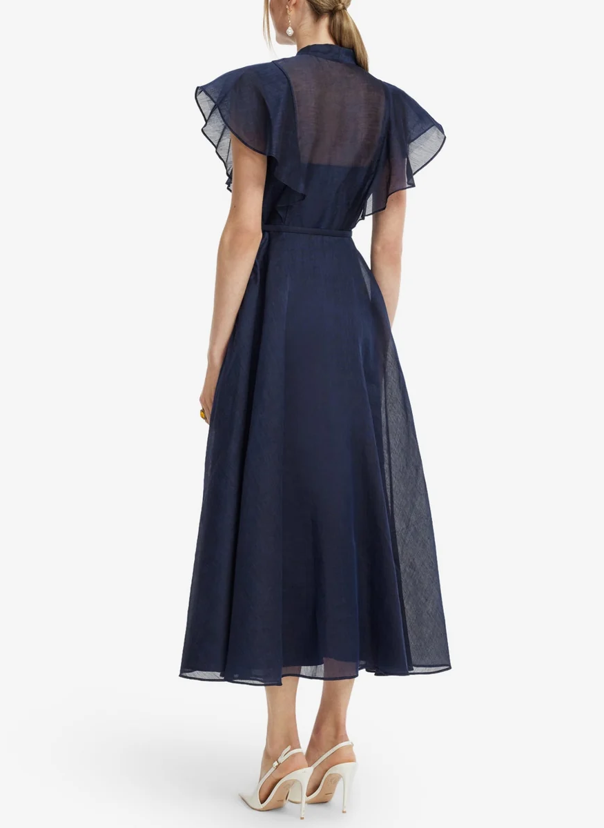 Elsie Flutter Sleeve Midi Dress - Leo Lin