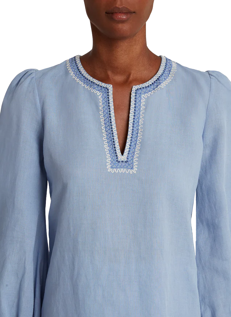 Vera Chios Embroidery Shirt in Provence - Emporio Sirenuse