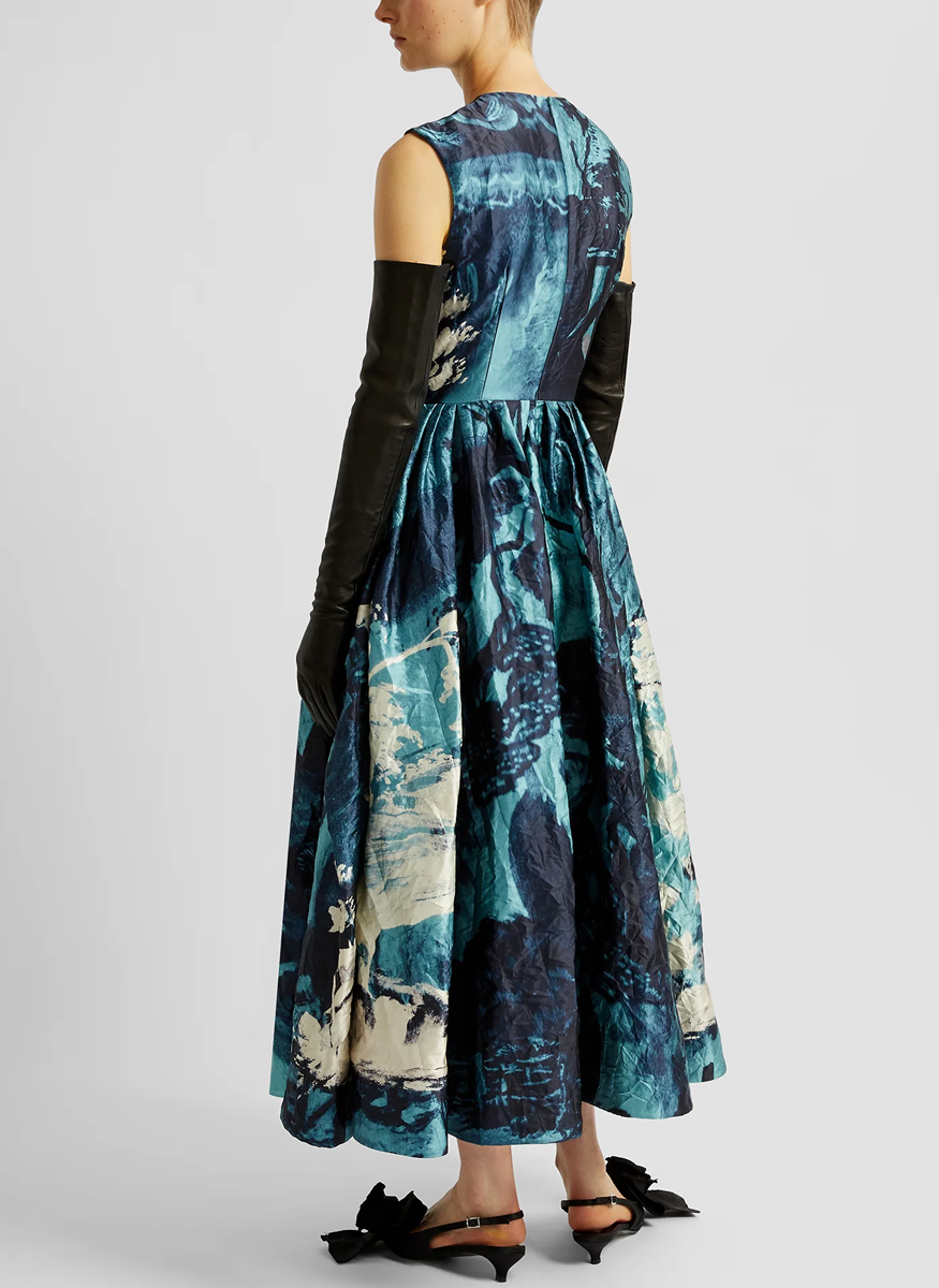 Sleeveless Textured Satin Draped Midi Dress - Erdem