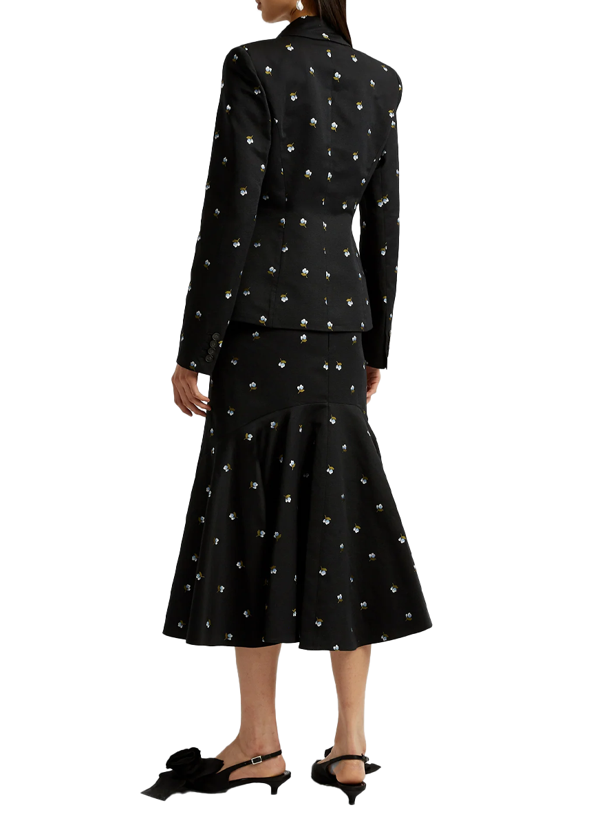 Pencil Fit-Flare Bud Ditsy Jacquard Skirt - Erdem