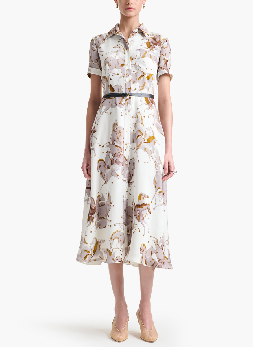 Kiera Dress Horse Print in Silk - Altuzarra