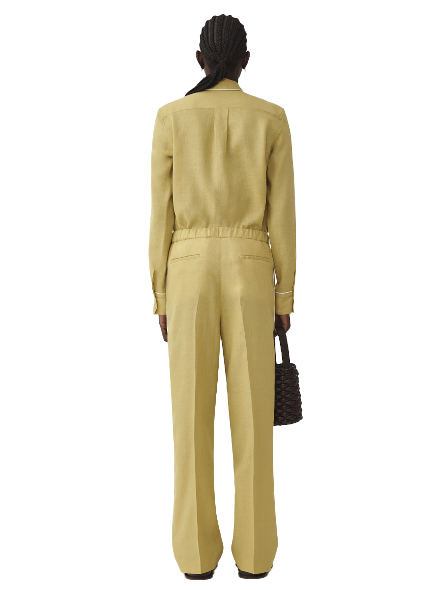 Linen Cloth Jogging Trousers in Pistachio - Fabiana Filippi