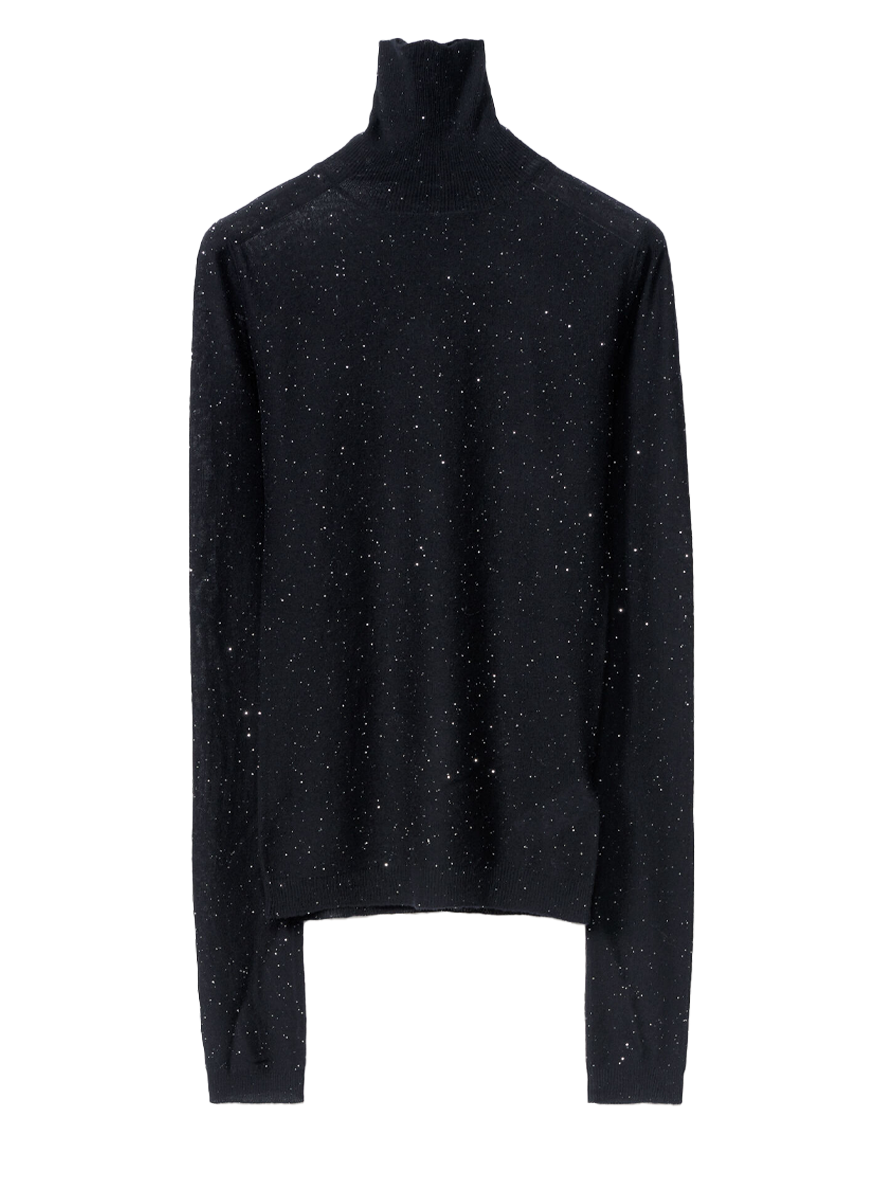 Turtleneck Slim Fit Sweater with Sequins