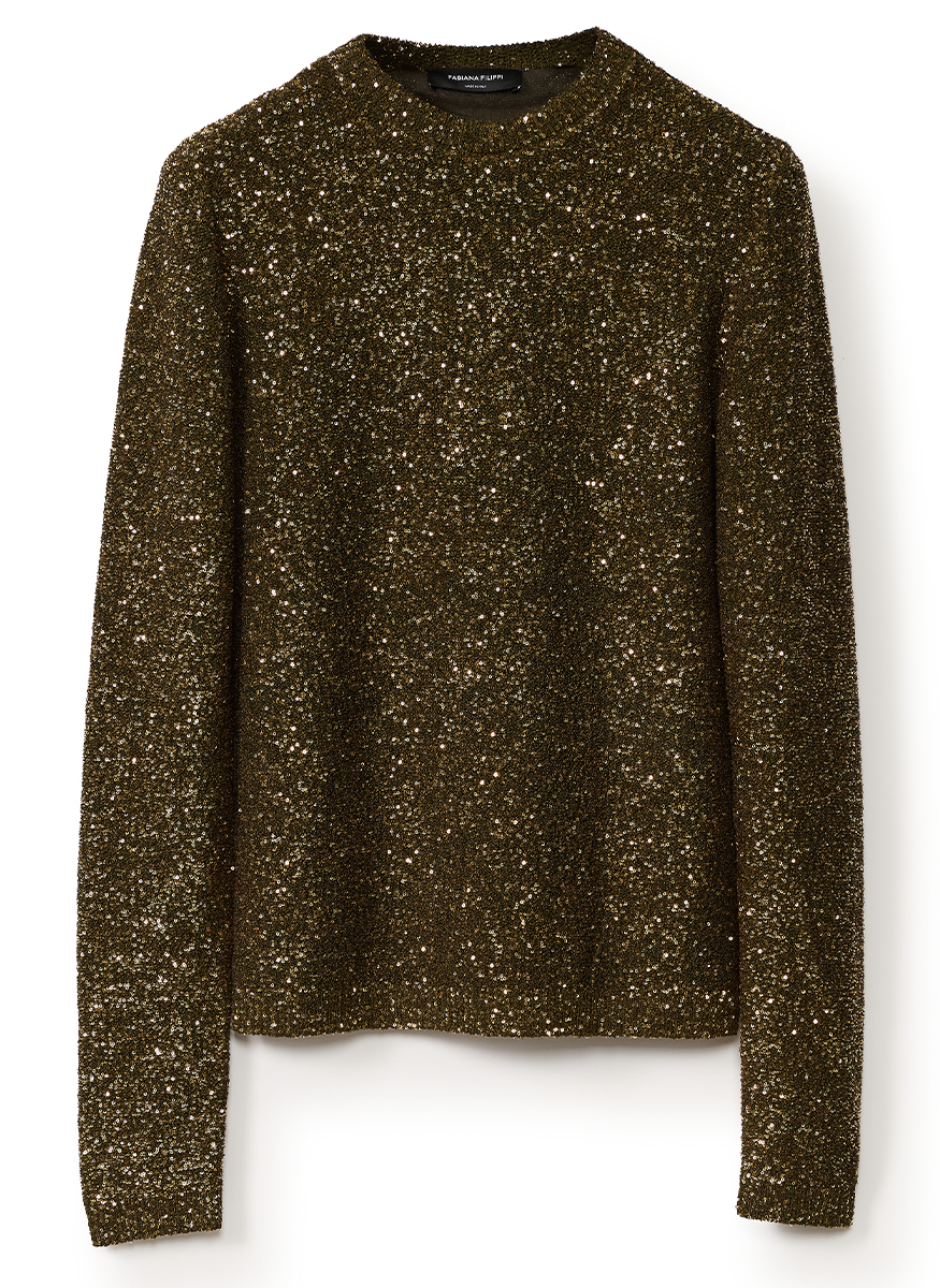 Crew Neck Sequin Sweater