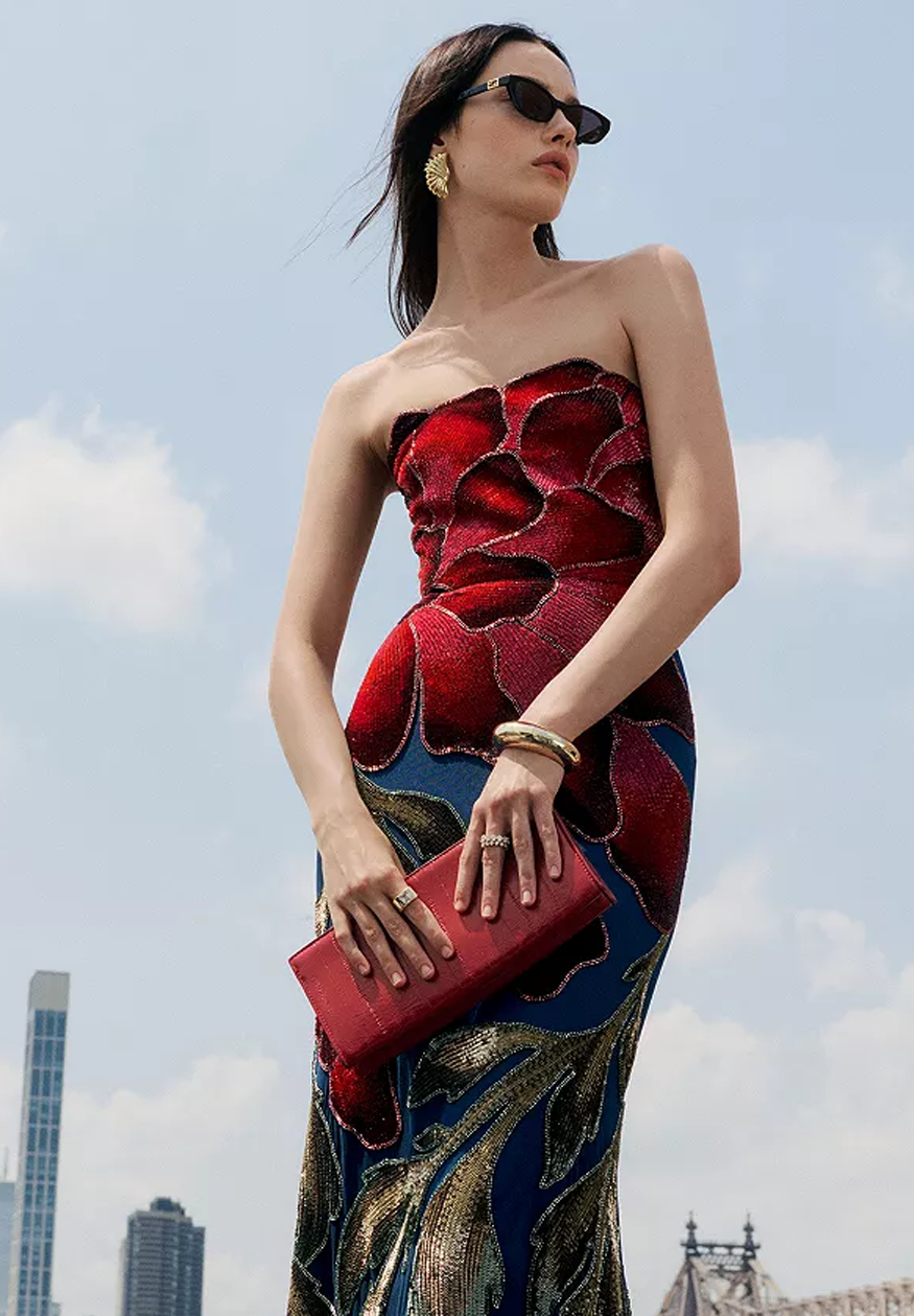 Marie Strapless Beaded Gown - THEIA