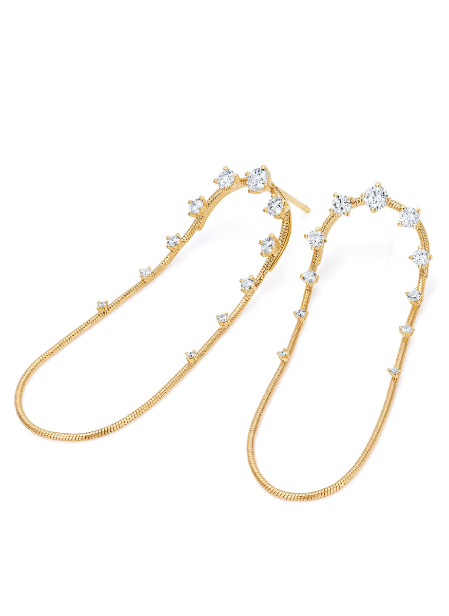 "Diamonds On Chain" Earrings, Long