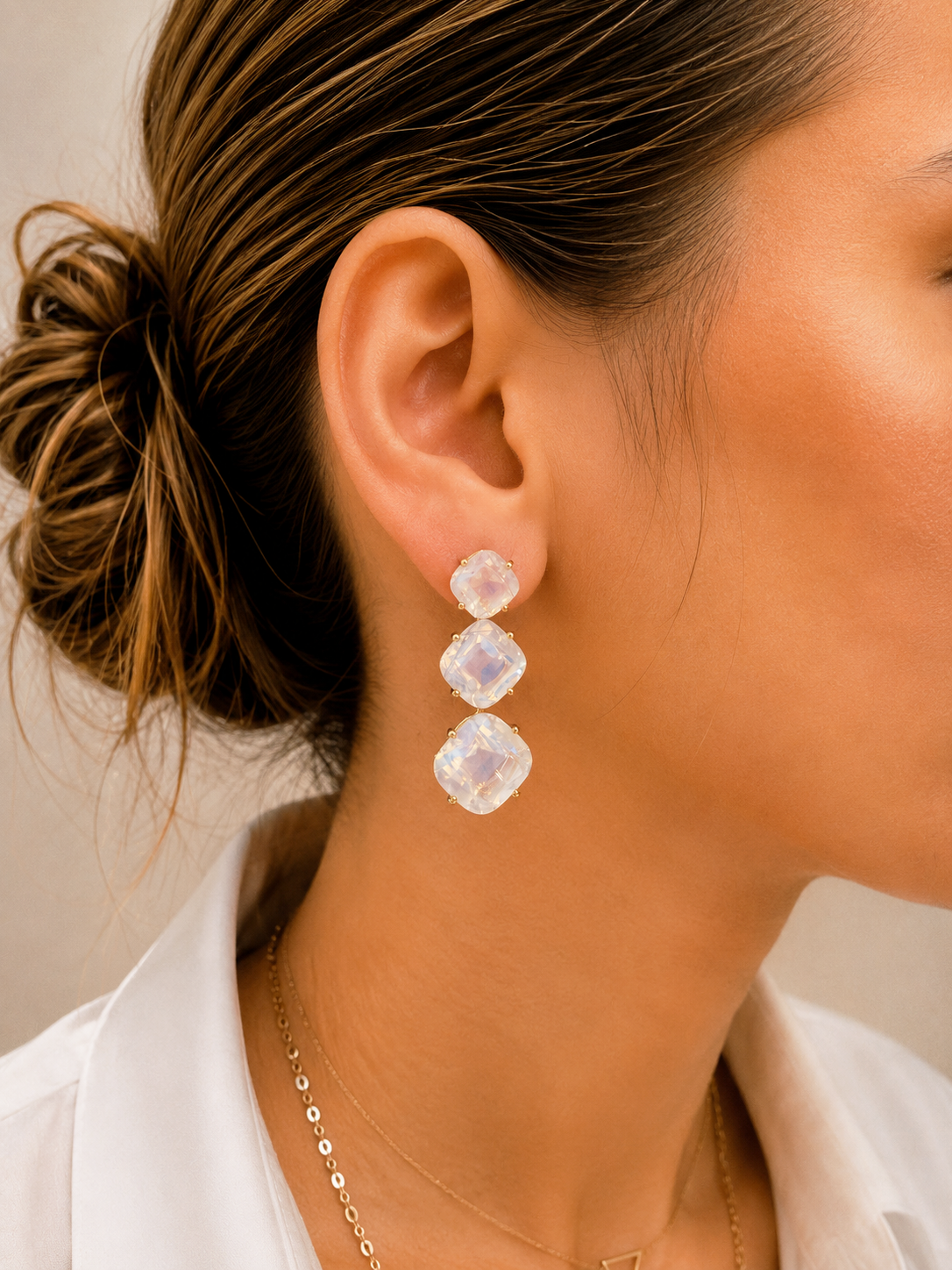 Gossip 3-Tier Moonquartz Earrings