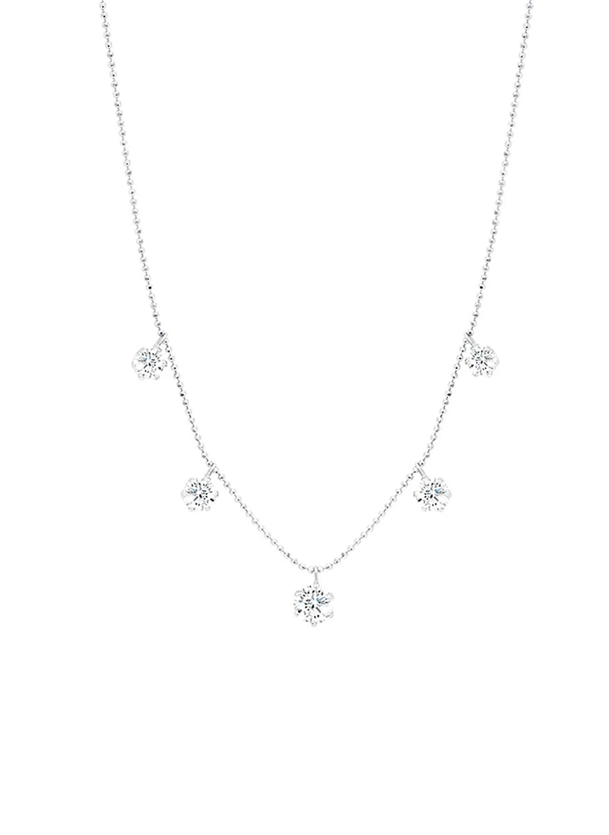 “Floating Diamonds” Necklace, Large, White Gold
