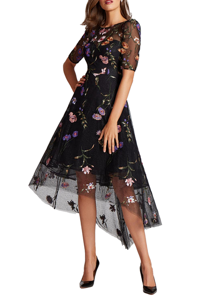 Embroidered Floral Tulle Fit and Flare Dress – Elizabeth Anthony