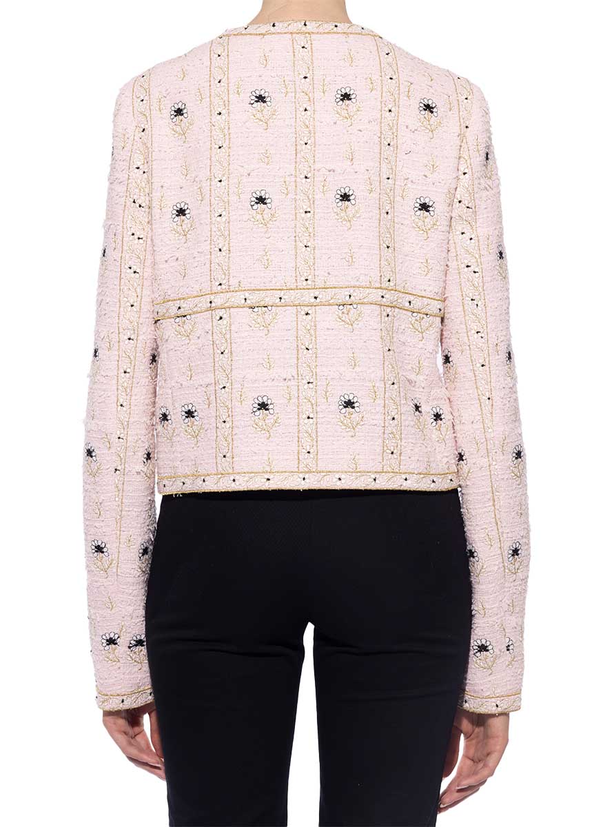 Flower Embroidered Boucle Jacket