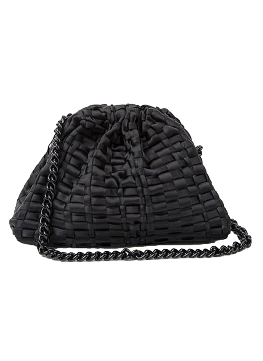 Mini Game Woven Ribbon Clutch with Tonal Chain - Maria La Rosa