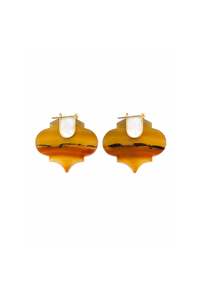 Arabesque Sepia Landscape Agate Earrrings