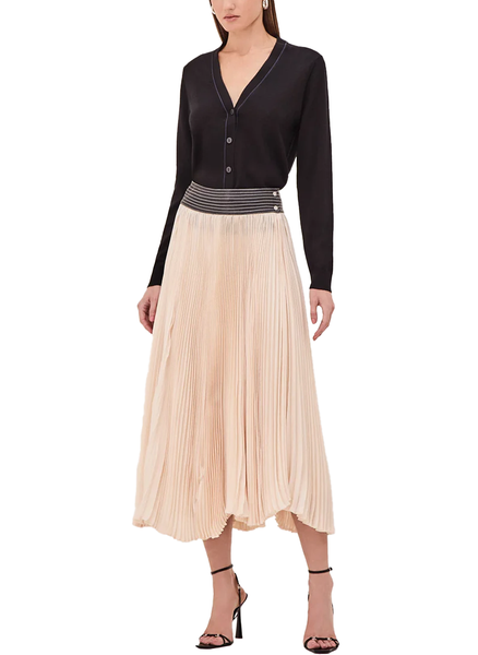 スカート Lorena Antoniazzi Brown Lace-Detail Midi Skirt Willow Brown Lace Midi Skirt | Beginning Boutique US