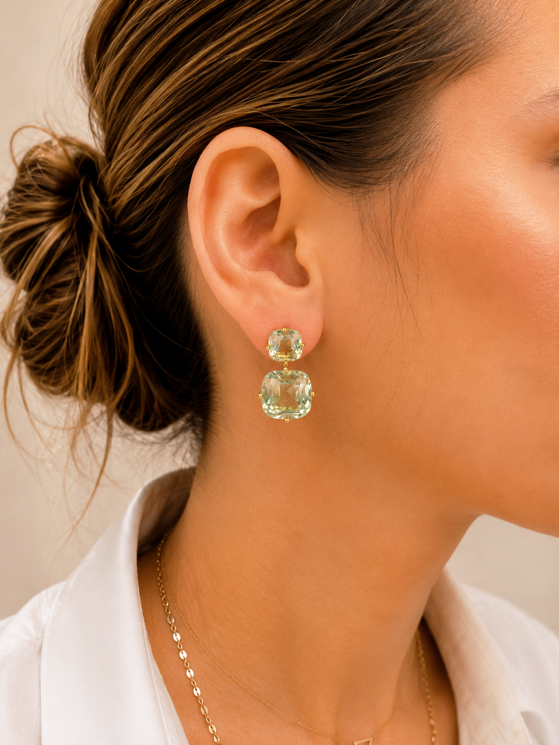 Gossip 2-Tier Prasiolite Earrings