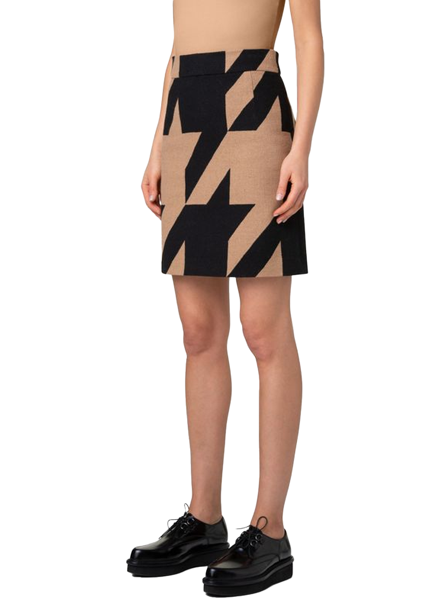 Houndstooth Wool Skirt - Akris Punto