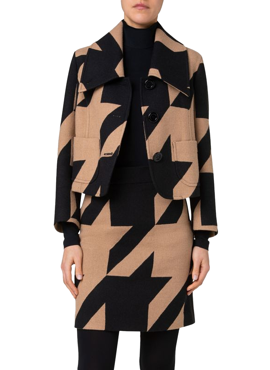 Houndstooth Wool Jacket - Akris Punto