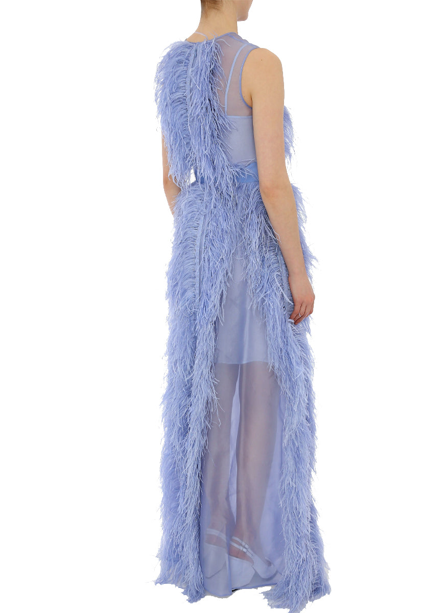 Beau Silk Organza Gown with Feathers - Huishan Zhang