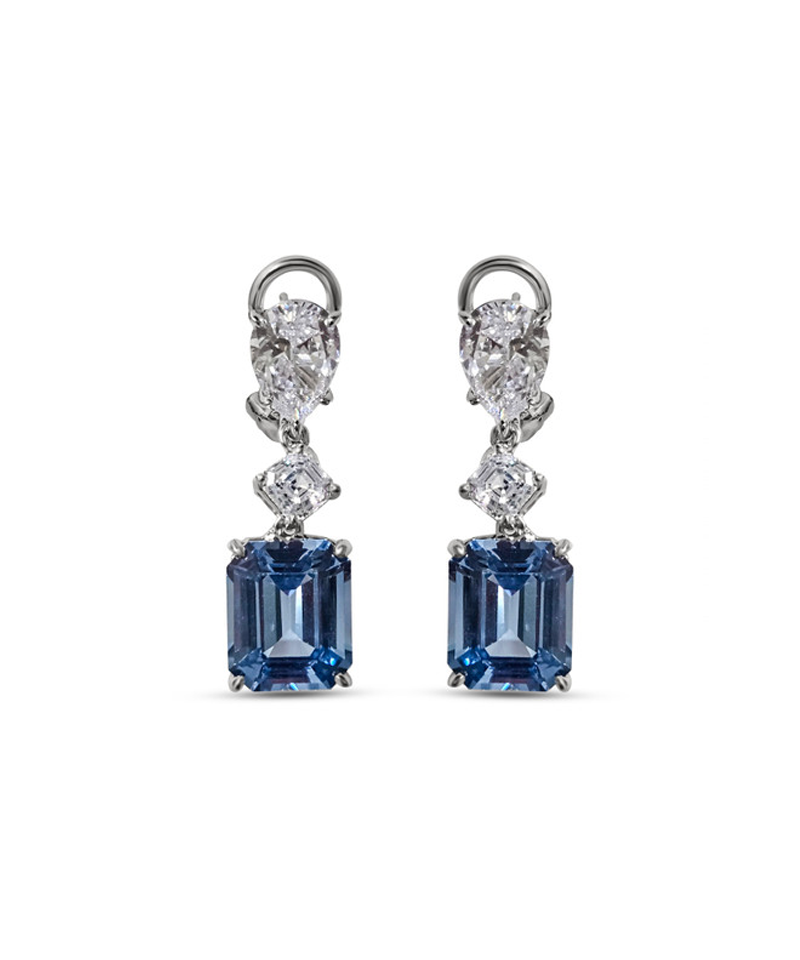 Cushion Aquamarine Drop Earrings