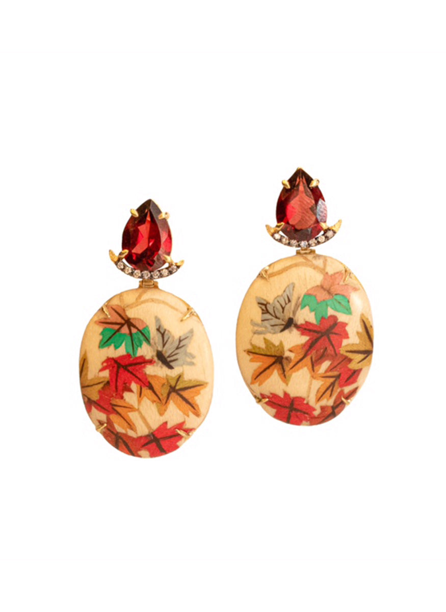 “Maple Leaf” Marquetry Earrings