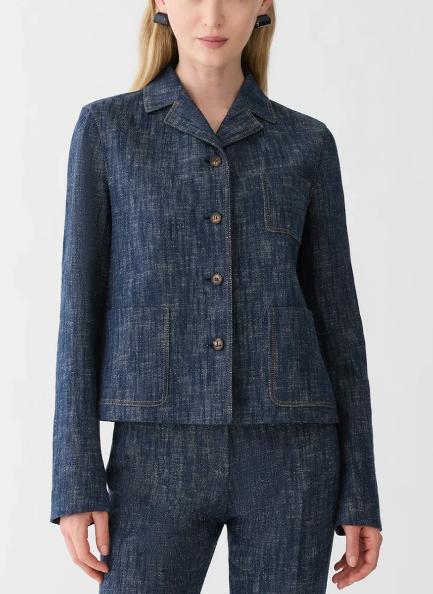 Denim-Effect Twill Jacket - Lafayette 148 New York