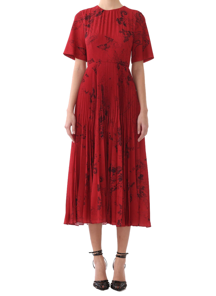 Printed Short Sleeve Midi Day Dress