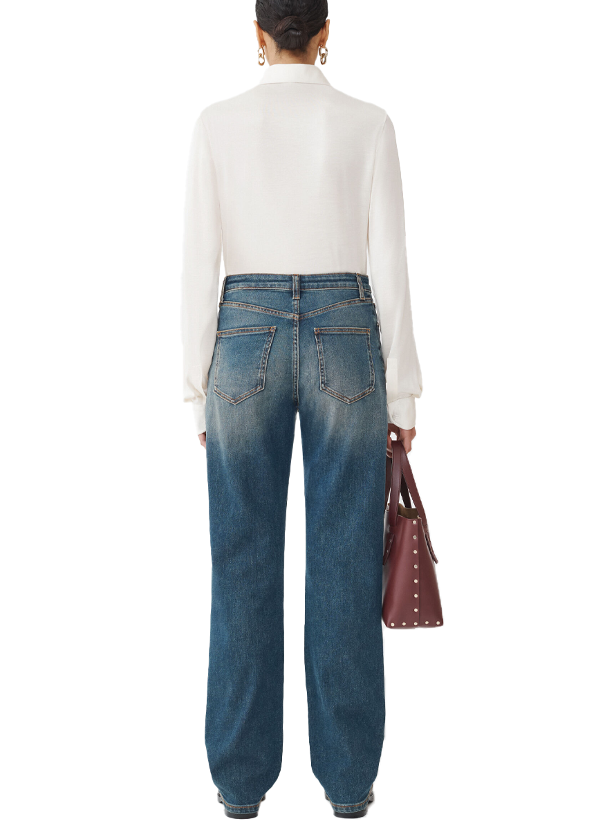 Narni Denim Trousers in Medium Indigo - Fabiana Filippi