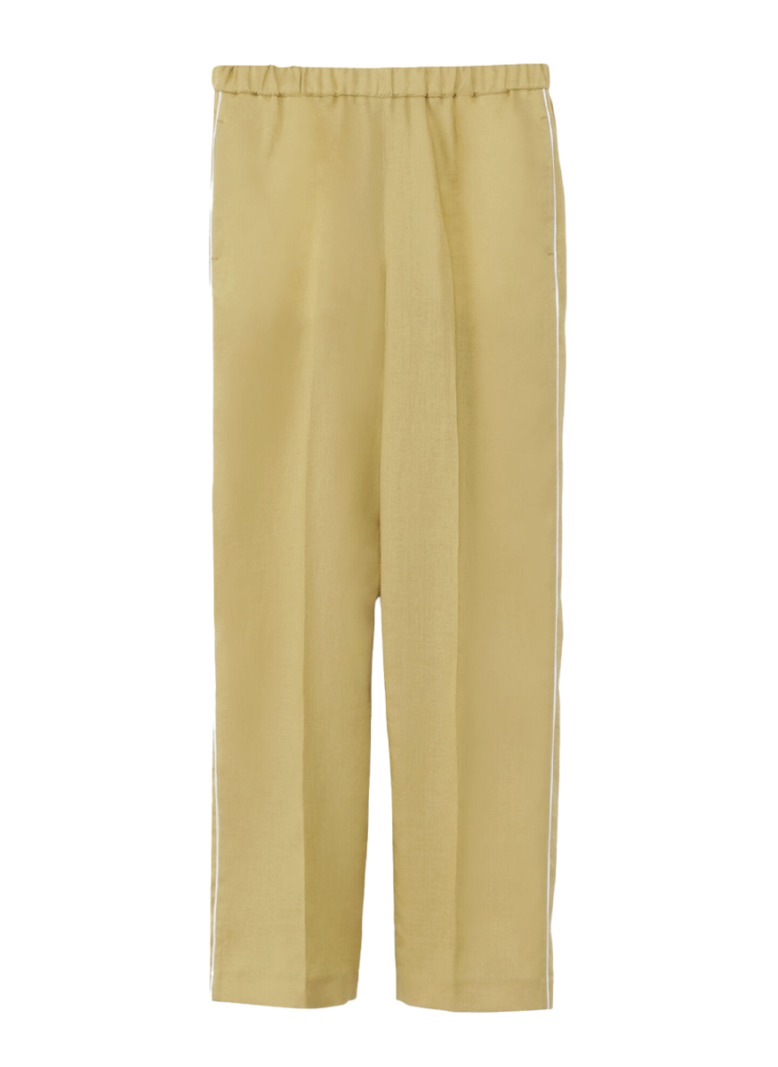 Linen Cloth Jogging Trousers in Pistachio - Fabiana Filippi