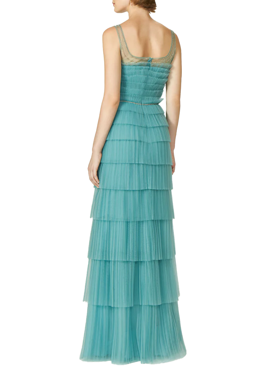 Kali Plisse French Tulle Gown - Costarellos