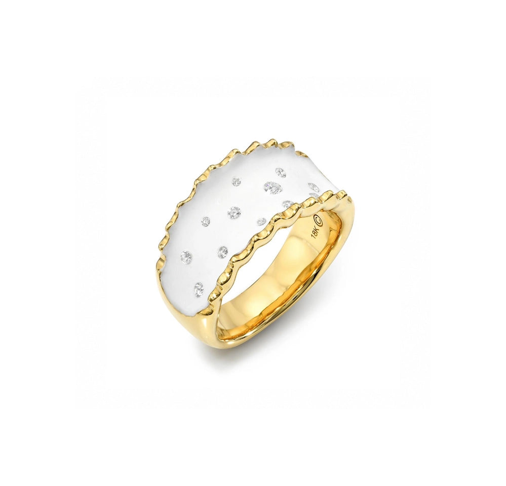 White Enamel Ruffle Ring