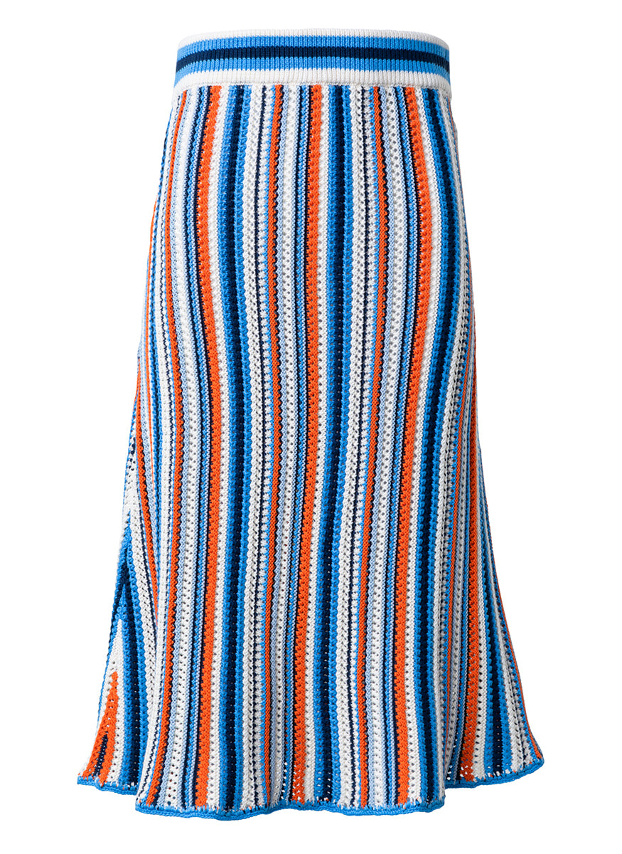 Stripe Crochet Midi Skirt