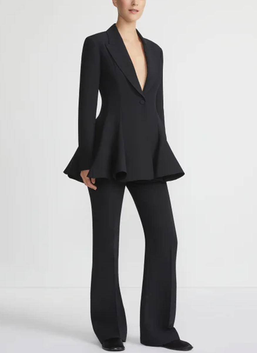 Wool-Silk Crepe Saint Marks Flared Pant - Lafayette 148 New York