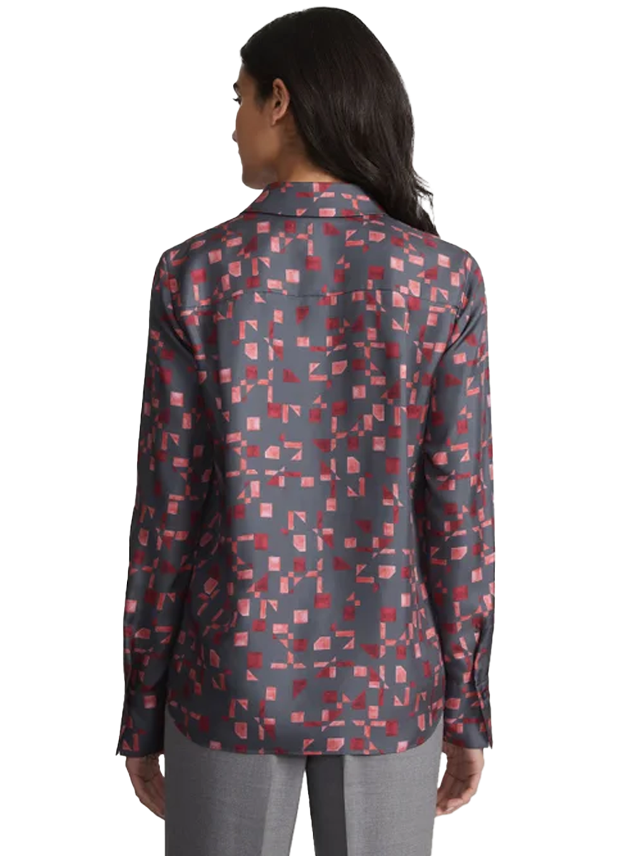 Scottie Blouse in Steel Multi - Lafayette 148 New York