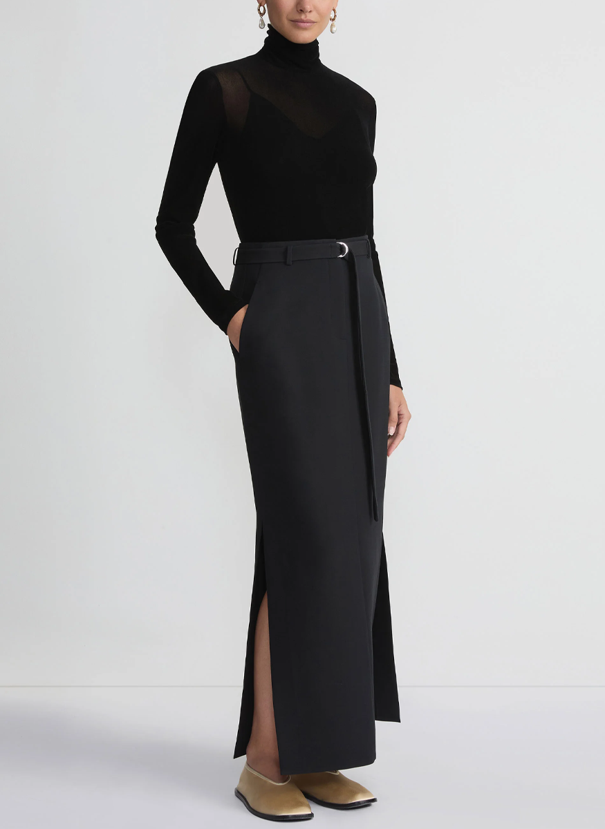 Velvet Mesh Jersey Sheer Turtleneck Top - Lafayette 148 New York