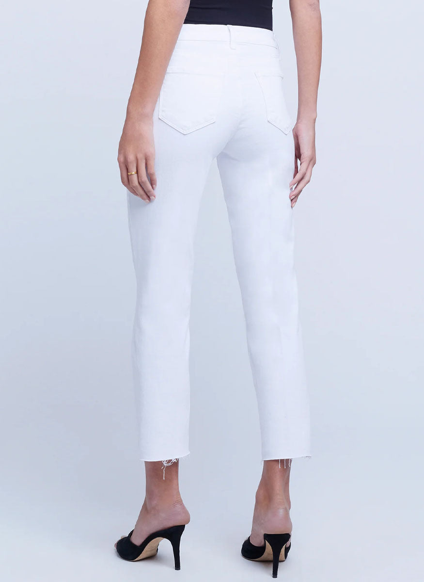 Sada High Rise Crop Slim Jeans in Blanc - L'Agence