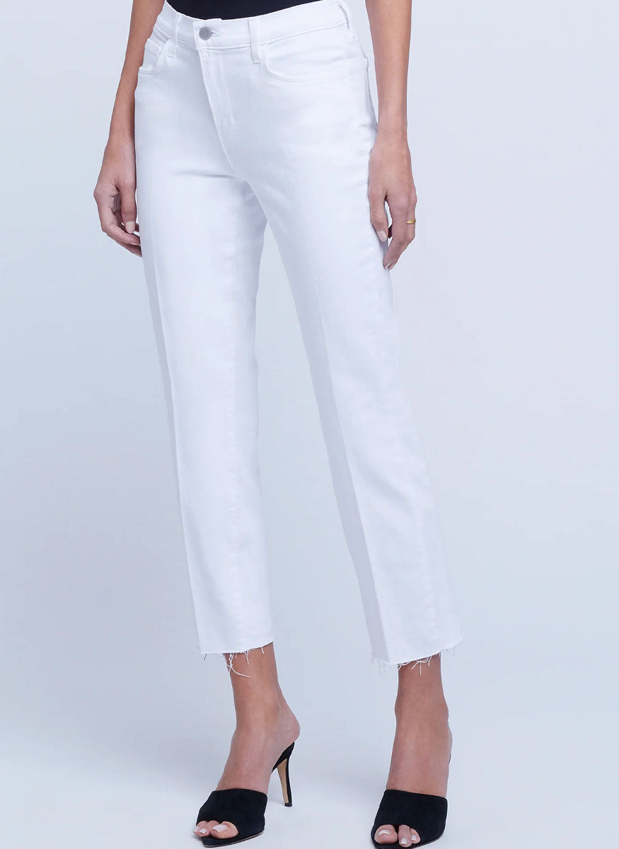 Sada High Rise Crop Slim Jeans in Blanc