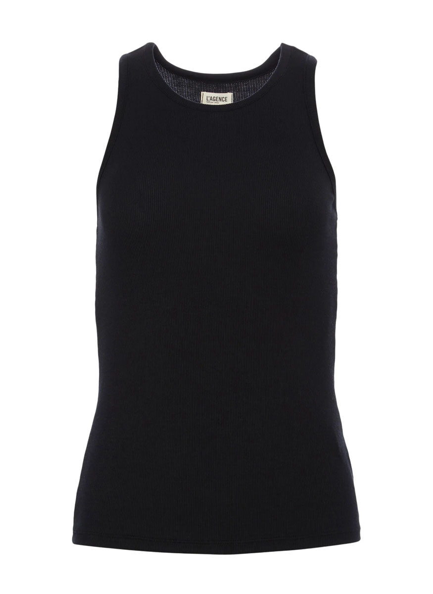 Nia Racerback Tank Top in Black - L'Agence