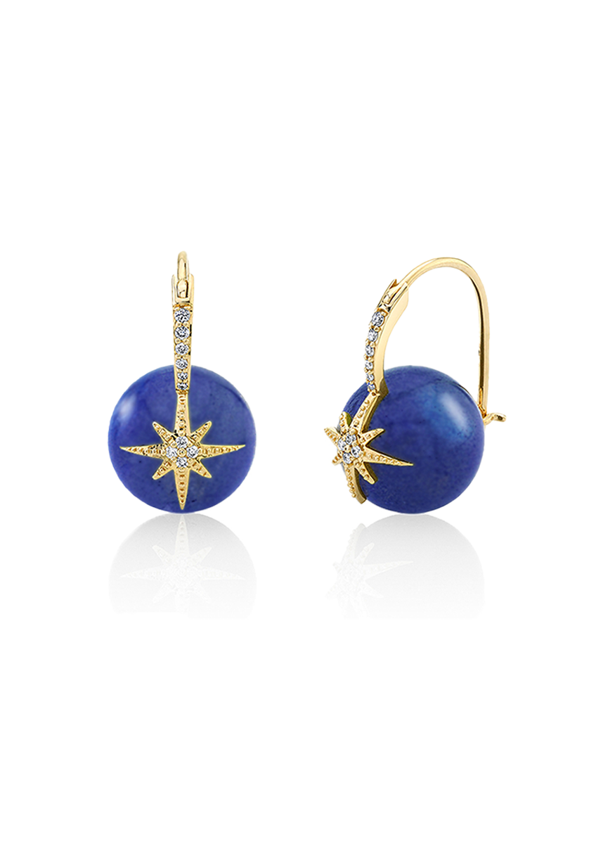 Lapis with Diamond Starburst Earrings