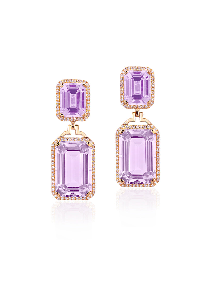 'Gossip' Lavender Amethyst Emerald Cut Earrings