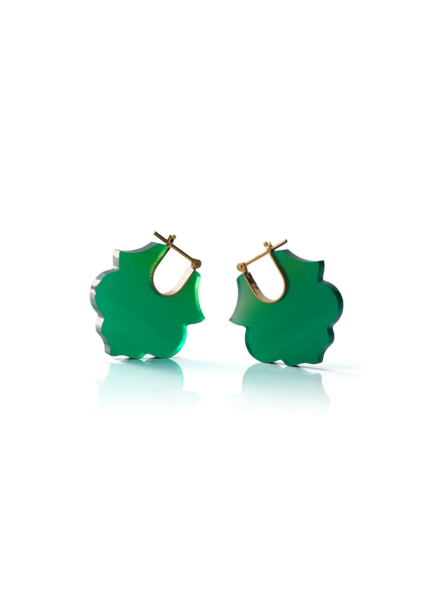 “Lotus” Green Agate Earrings - Talkative