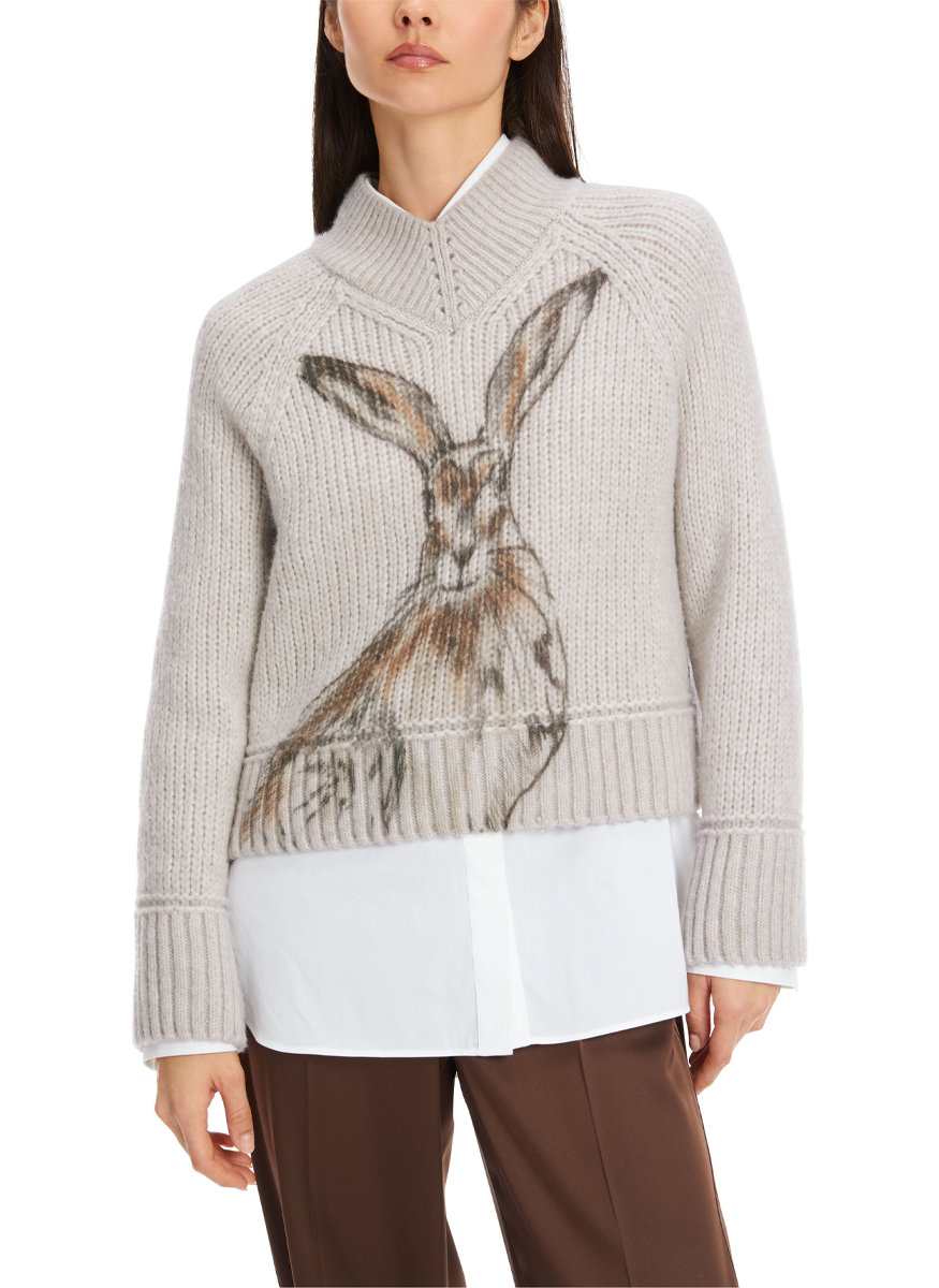 Long Sleeve Mock Neck Sweater with Bunny