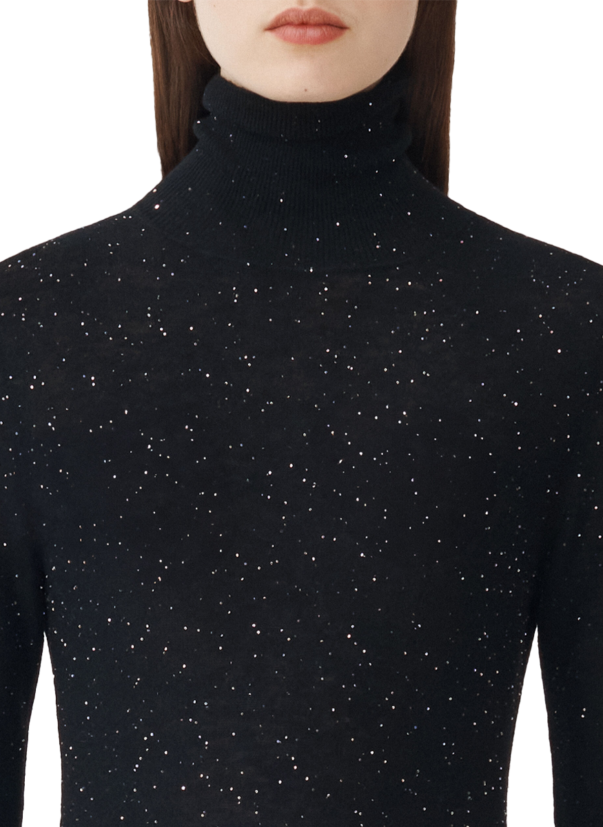 Turtleneck Slim Fit Sweater with Sequins - Fabiana Filippi